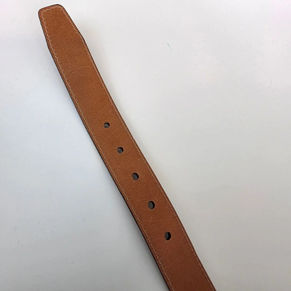 Vineyard Vines Brown Leather Belt Womens 26 Solid Brass Buckle Made in USA